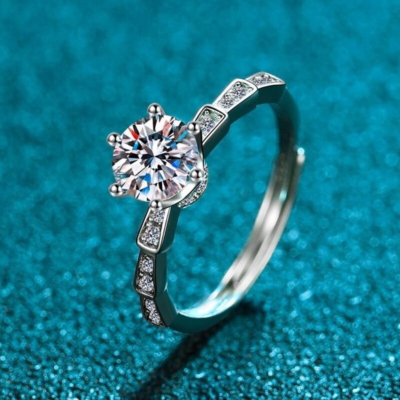 Certified 1ct. t.w. Diamond Engagement Ring 18k White Gold over Italy Silver - Picture 5 of 16